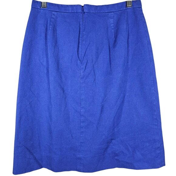 Vintage J Crew Blue A-Line Skirt Back Vent Pockets Knee-Length Zipper - Picture 2 of 15